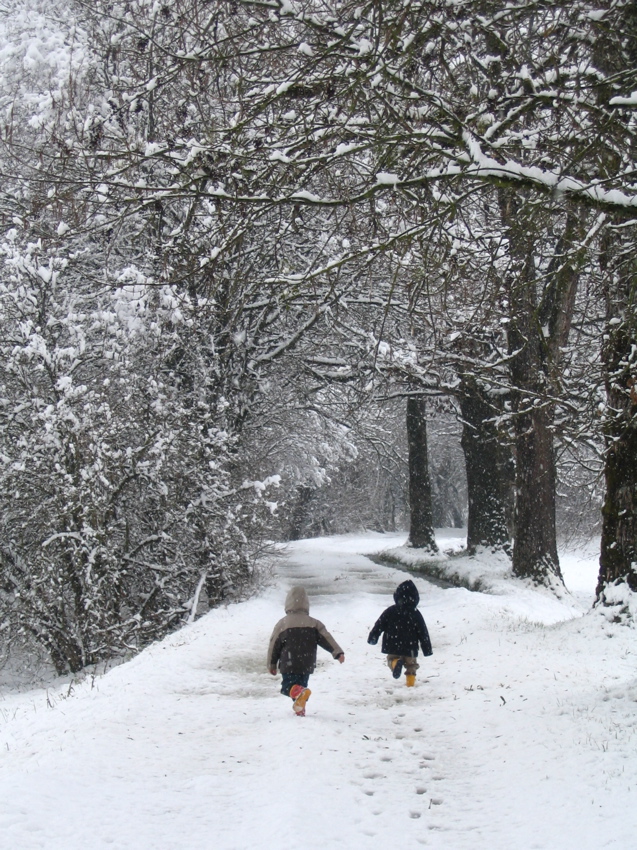 Première promenades dans la neige