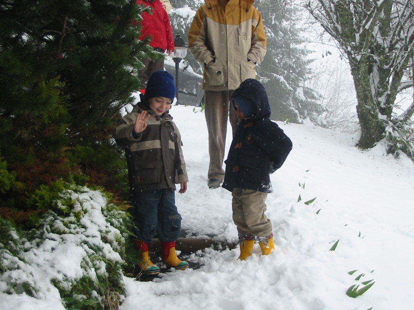 Première promenades dans la neige