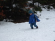 Plaisir de marcher dans la neige.